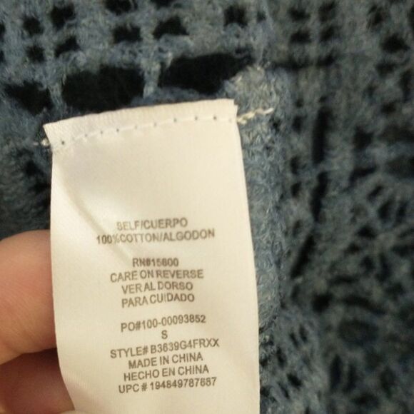 Democracy Mineral Wash Blue Top Size Small Kimono Sleeves Cotton - Picture 5 of 7